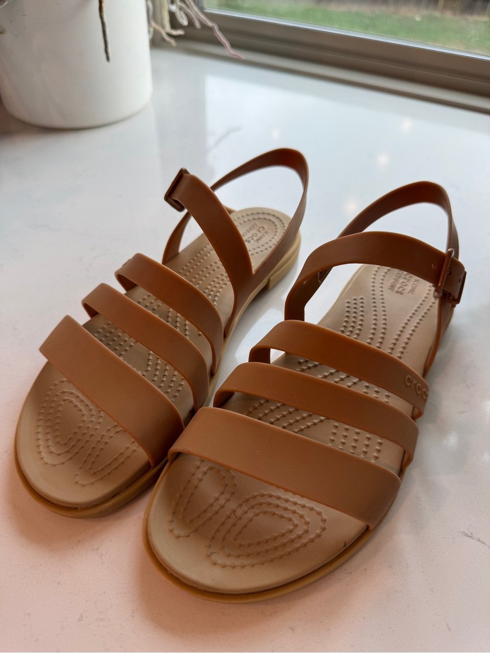 Crocs Tulum Multi Strap Sandals Tan Brown Women’s Size 9